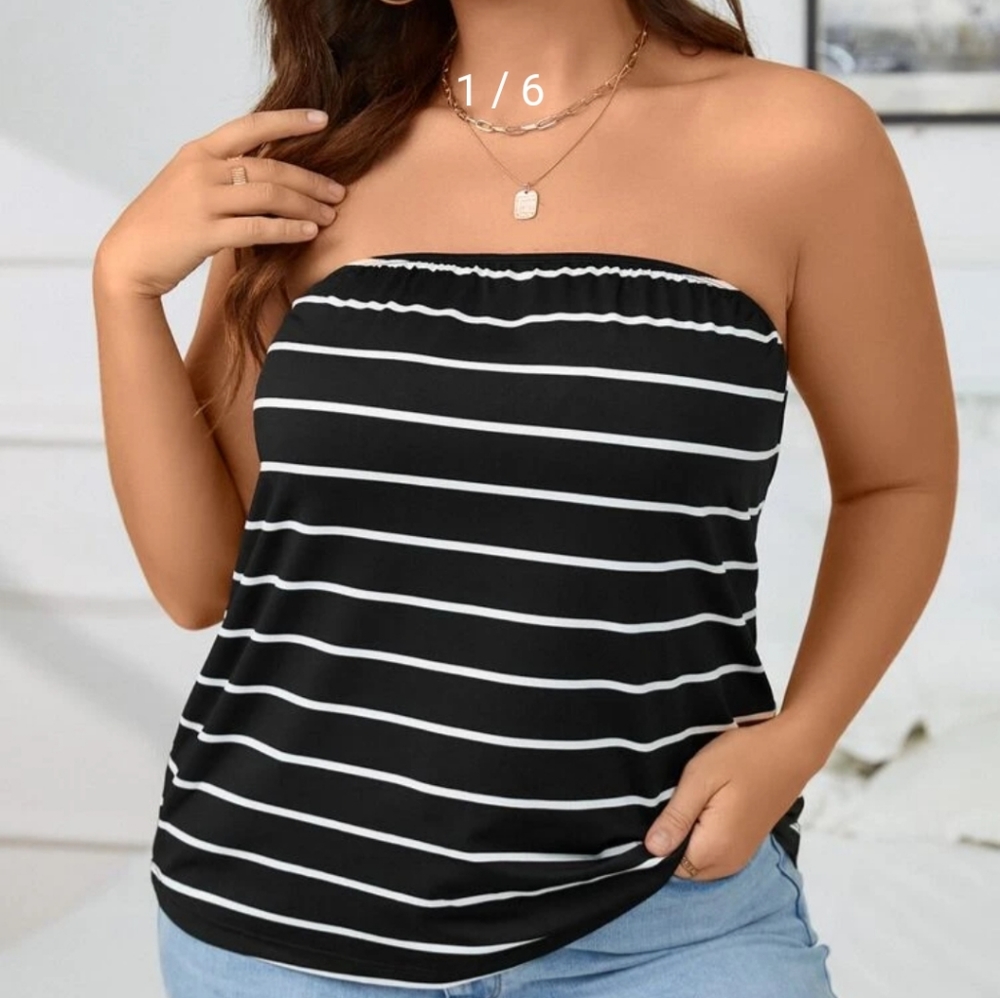 Two  brand  new strapless stripped shirts